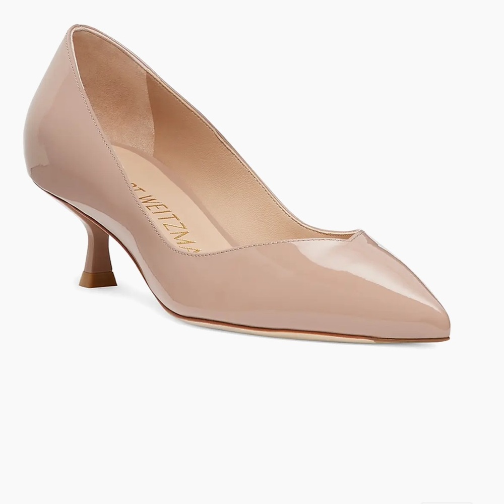 Stuart Weitzman All Kitten Heels
Eva 50MM Patent Leather Pumps Fawn
$475 6.5